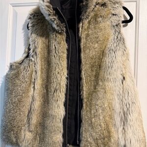Faux Fur Vest with Black Lining (Reversible)